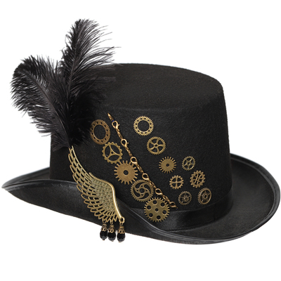 taobao agent Steampunk European and American retro steam punk ball hats Gothic wing wing feather hat cos clothing accessories