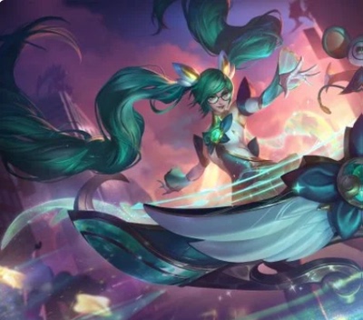 taobao agent 兔次元 Star Guardian, Sona COS COS Pseudo -large scalp, double ponytail gradient piano female