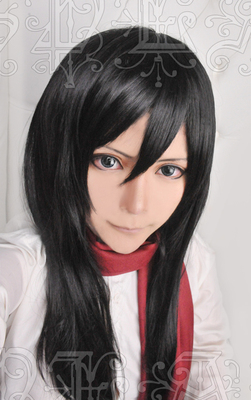 taobao agent [Rabbit Dimension] Attack on the giant Mikasa Akman COS wig black long hair