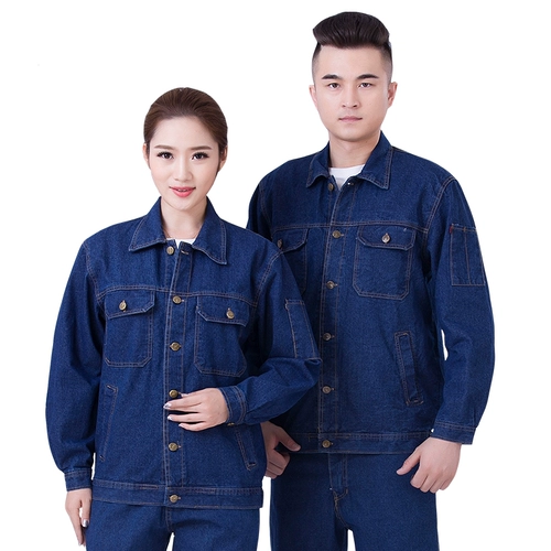 Износостойкий хлопковый джинсовый демисезонный комплект для работы, рабочая одежда, защита от ожогов