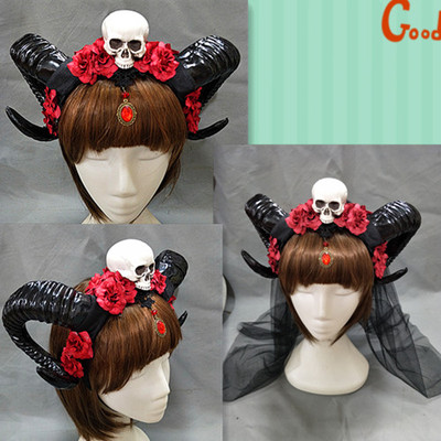 taobao agent Free shipping Halloween red rose hair hoop Vampire Demon Monter Corporal Jelly Hair Skeleton