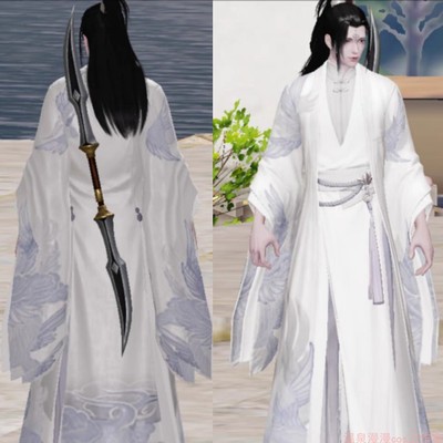 taobao agent Hot Spring Man -Dust Cos Cos costume White Blue Dream Fashion Men's Dama Dajie Jianghu Customization