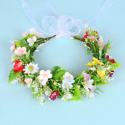 taobao agent Spring color flowers Children's flower ring head jewelry photo photo corolla performance model headgear photography bright wreath