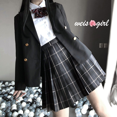 taobao agent Weisgril Japanese student outfit JK uniform female noble college style short loose double -breasted suit jacket out