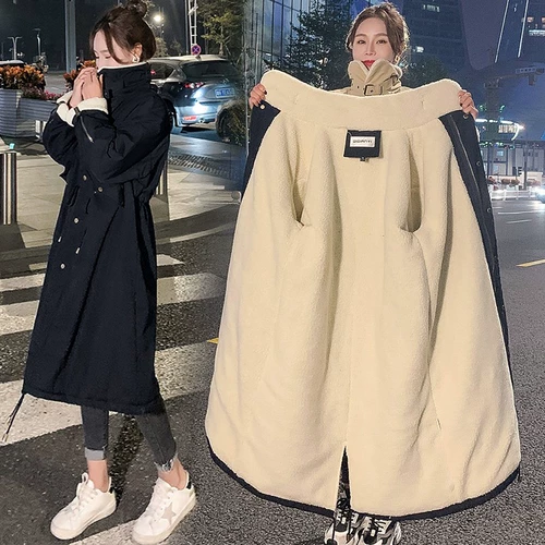 Утепленная куртка, зимний длинный пуховик, 2023, средней длины, в корейском стиле