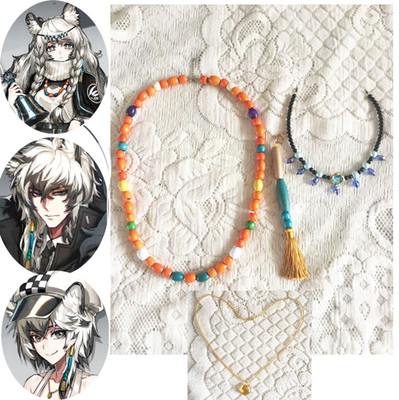 taobao agent COS props Tomorrow Ark mobile game snow leopard family first snowy silver -gray cliff heart earrings necklace headgear