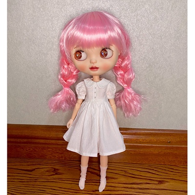 taobao agent BLYTHE Little cloth doll clothes OB26OB24OB22 princess round neck baby white skirt+sock accessories
