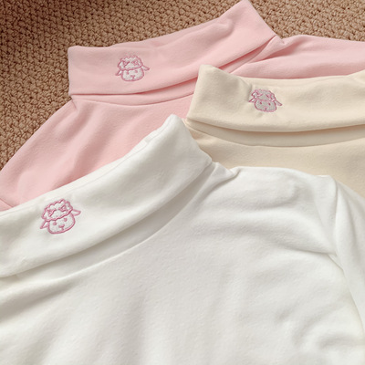 taobao agent Demi-season Japanese warm long-sleeve, keep warm cute top, with embroidery, Lolita style