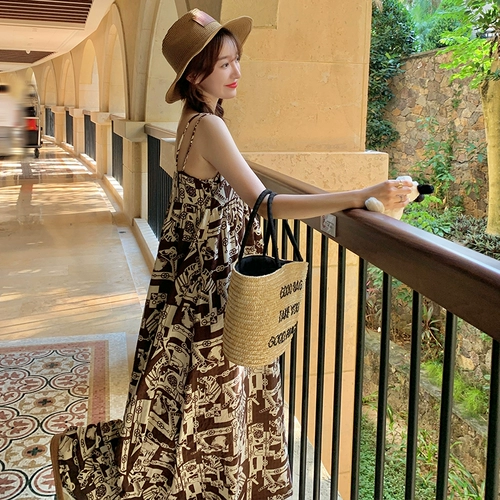 Летняя ретро кофейная весенняя длинная юбка, изысканный стиль