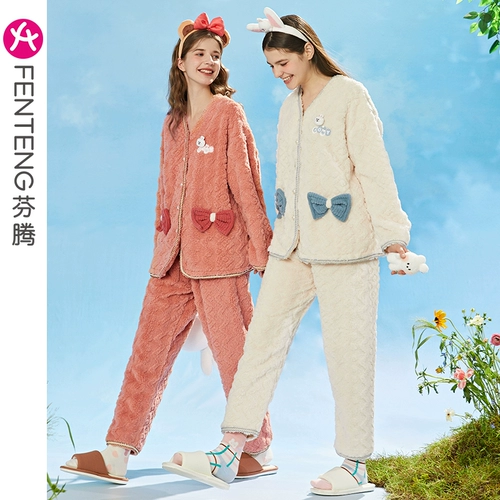 Бархатная демисезонная пижама, флисовый коралловый бархатный комплект