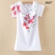 Phong cách dân tộc phụ nữ 2021 mùa xuân và mùa hè phong cách mới cotton thuần túy phụ nữ nửa tay thời trang áo thun ngắn tay hàng đầu của phụ nữ Trung Quốc - Áo phông