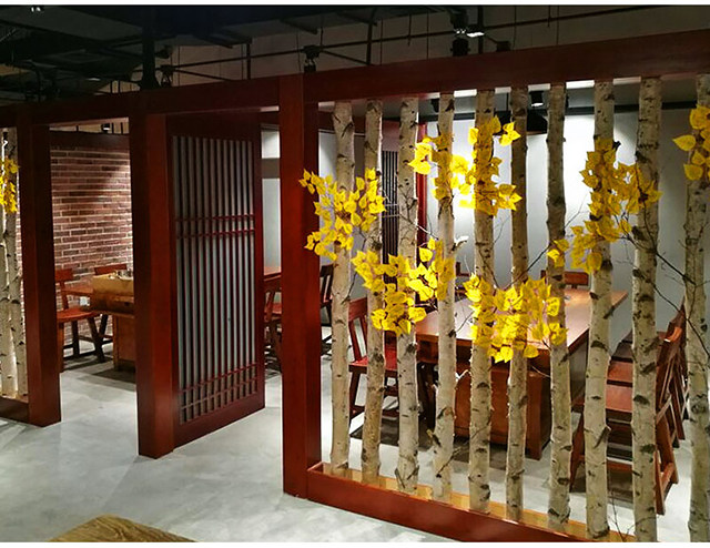 美空干枝屏风装饰原木树干造景白桦树隔断枯木客厅造型摆件热销