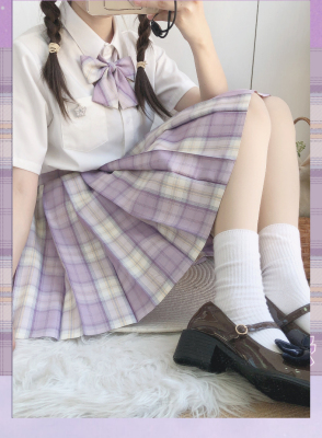 taobao agent [Fairydream spot] National brand JK uniform small burning cat cream star cloud original grid skirt