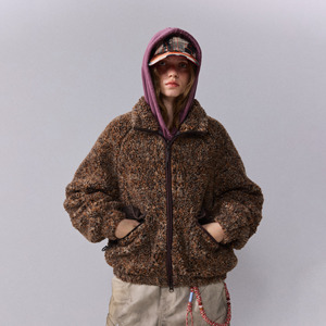 【瞬时山野】三色提花仿羊羔毛慵懒风外套