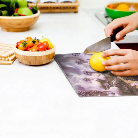 vochic酒窝欧式多用抗菌砧板钢化玻璃防滑方形切菜案板厨房艺术品