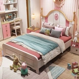 Кроватка из натурального дерева для принцессы, мебель для спальни, комплект, 1.5м