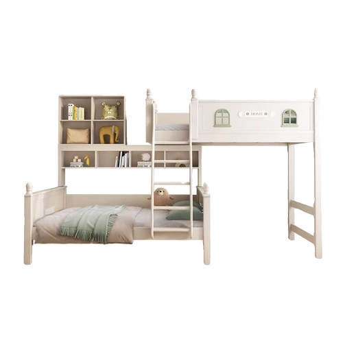 Можно настроить неправильный слой кровати для мальчика с книжным столом гардероба, девочка, многофункциональное хранилище в твердом дереве и перекрывайте кровать 1 метр 5