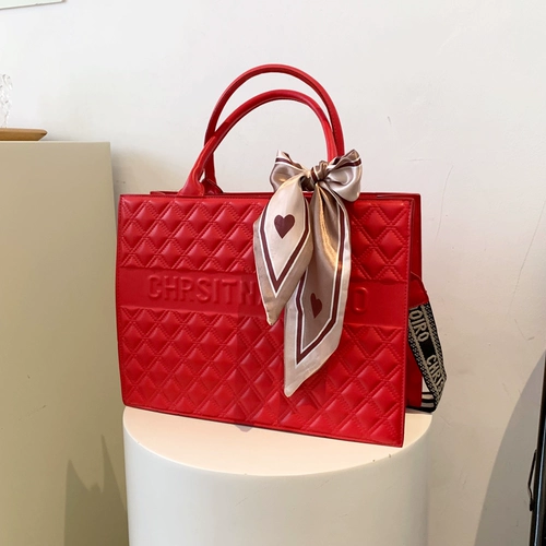 Красная портативная вместительная и большая сумка через плечо для невесты, коллекция 2023, премиум класс