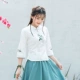 Phong cách Trung Quốc áo sườn xám cải tiến của phụ nữ Trung Quốc phong cách Trung Quốc cổ đứng bằng vải bông và vải lanh Áo sơ mi thêu mỏng manh hai mảnh Tang phù hợp - Áo sơ mi