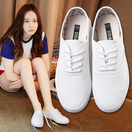 【平底学生布鞋】_黑白色板鞋图片_女帆布鞋价格_搭配分享 - 爱逛街