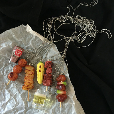 taobao agent Orangutan ● Barbecue Fried String Necklace Hanging Simulation Beer Strings Cool Girl Supper Food Sweater Match