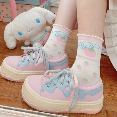 taobao agent ● Orangutan ● Girls Heart Yugou Dog Little Strawberry Makes Big Ear Dog Cotton Socks Cute Soft Soft Soft Socks