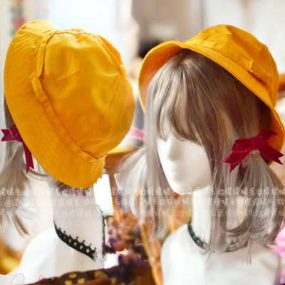 taobao agent ● Orangutan ● Meng Meng Da Kindergarten Little Yellow Hat Soft Girl JK Uniform Young tooth Cute Canvas Hat with windproof rope