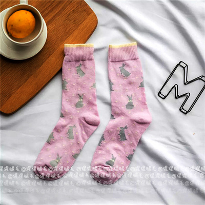 taobao agent ● Orangutan ● Soft girl and girls are cute wind moon rabbits cotton socks pink purple jade rabbit socks