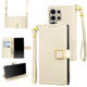 Gray Synthetic Leather Wallet Case with Lanyard Strap Phone Case for Galaxy S25, S25+, and S25 Ultra