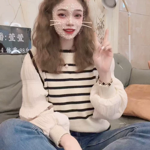 Новый сладкий сериал Sen Sen Spriced Puff Eleve Теплый пуловер.