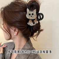 Большая черная заколка-крабик