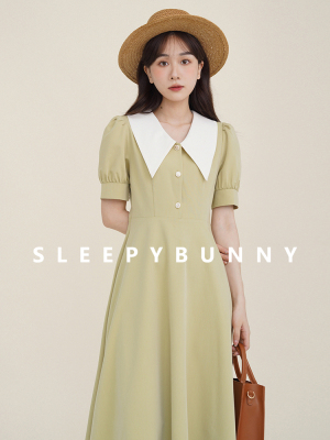 taobao agent Summer retro fresh fitted dress, A-line