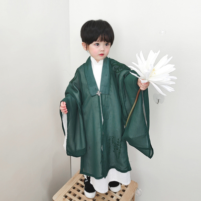 taobao agent Hanfu for boys, flower boy costume, autumn trench coat, Chinese style