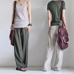 Summer trousers, cotton and linen, season 2021, plus size