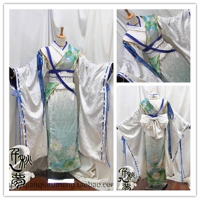 taobao agent [Dream of Qianqiu] CLAMP GATE 7 Hana 崋 Flower Blue and White Lotus Kimono Version Printed COS