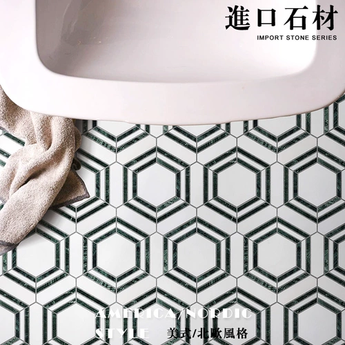 Северная белая импортная каменная мозаичная плитка шестиугольная темно -зеленая мраморная фона стена кухня для ванной комнаты плитка пола ванная комната плитка