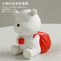 Красный рюкзак, держатель для ручек, с медвежатами