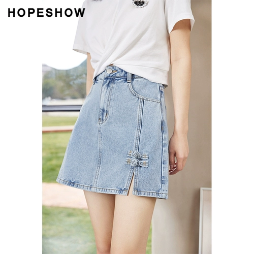 Дизайнерская милая летняя джинсовая юбка, А-силуэт, тренд сезона