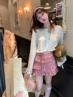 taobao agent Mori Women's original want to go to the beach air girl autumn student girl short bow sweater