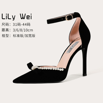 taobao agent Lily wei313233 small size women's shoes sandals, babes of spring and summer 42 black large size high heel 41 43 fine heel