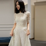 Французское легкое свадебное платье 2022 Новая невеста замужем, простая супер бессмертная тонкая плечо -длина