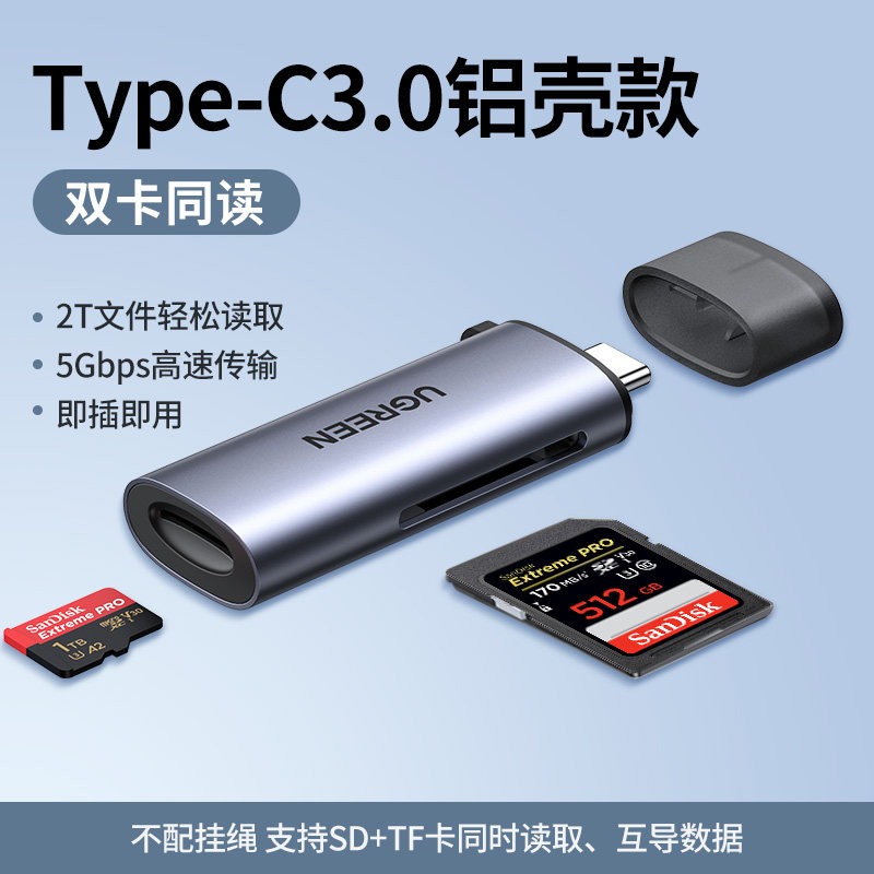 Картридер Green Link CM185 многофункциональный USB/Type-C для SD и TF карт