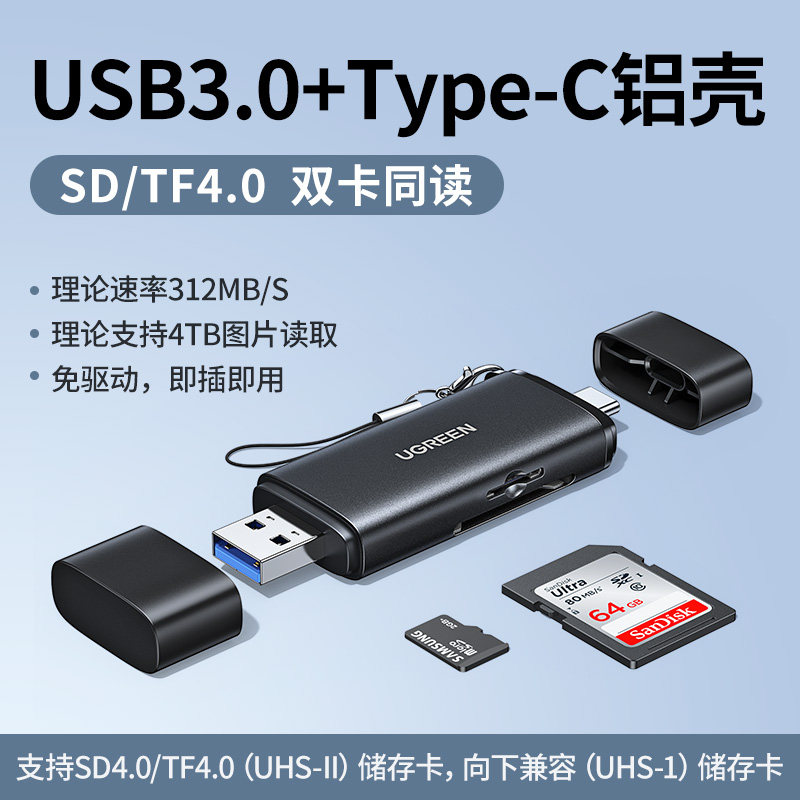 Картридер Green Link CM185 многофункциональный USB/Type-C для SD и TF карт