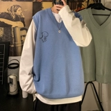 Трендовый жилет, базовый приятный телу демисезонный трикотажный динозавр без рукавов, оверсайз, V-образный вырез, увеличенная толщина