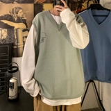 Трендовый жилет, базовый приятный телу демисезонный трикотажный динозавр без рукавов, оверсайз, V-образный вырез, увеличенная толщина