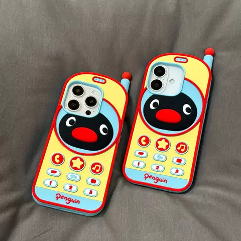 Retro Penguin Retro Phone Design Silicone Anti-fall Phone Case for iPhone 17, 16, 15, 14 and 13