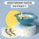 Желтая и синяя всасывающая чаша+желтая силиконовая соломинка+желтая серая двухколорная ложка вилки