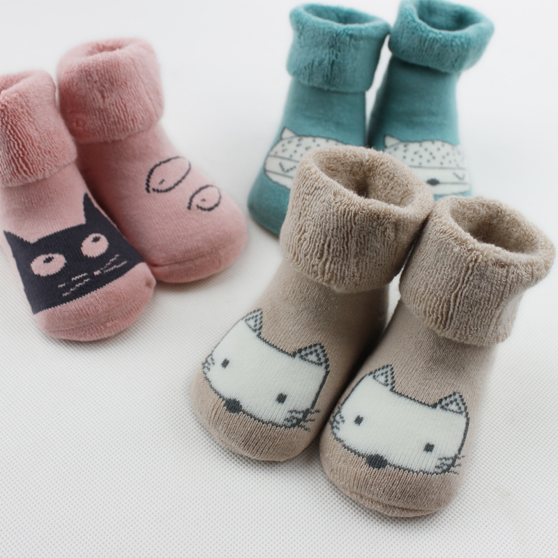 宝宝婴儿袜子秋冬纯棉加厚保暖0-3-6-12个月1-3岁冬天松口不勒脚