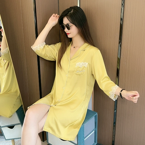 Летняя тонкая шелковая цветная милая кружевная сексуальная осенняя пижама, популярно в интернете, коллекция 2023