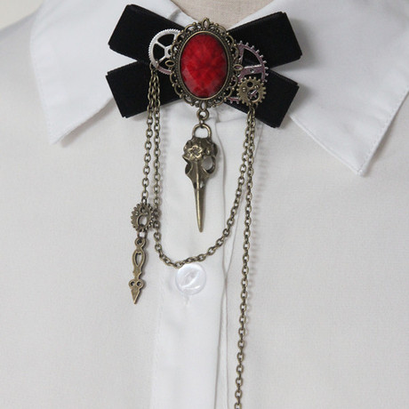 旧时光 哥特洛丽塔蒸汽朋克齿轮流苏领花领结胸针